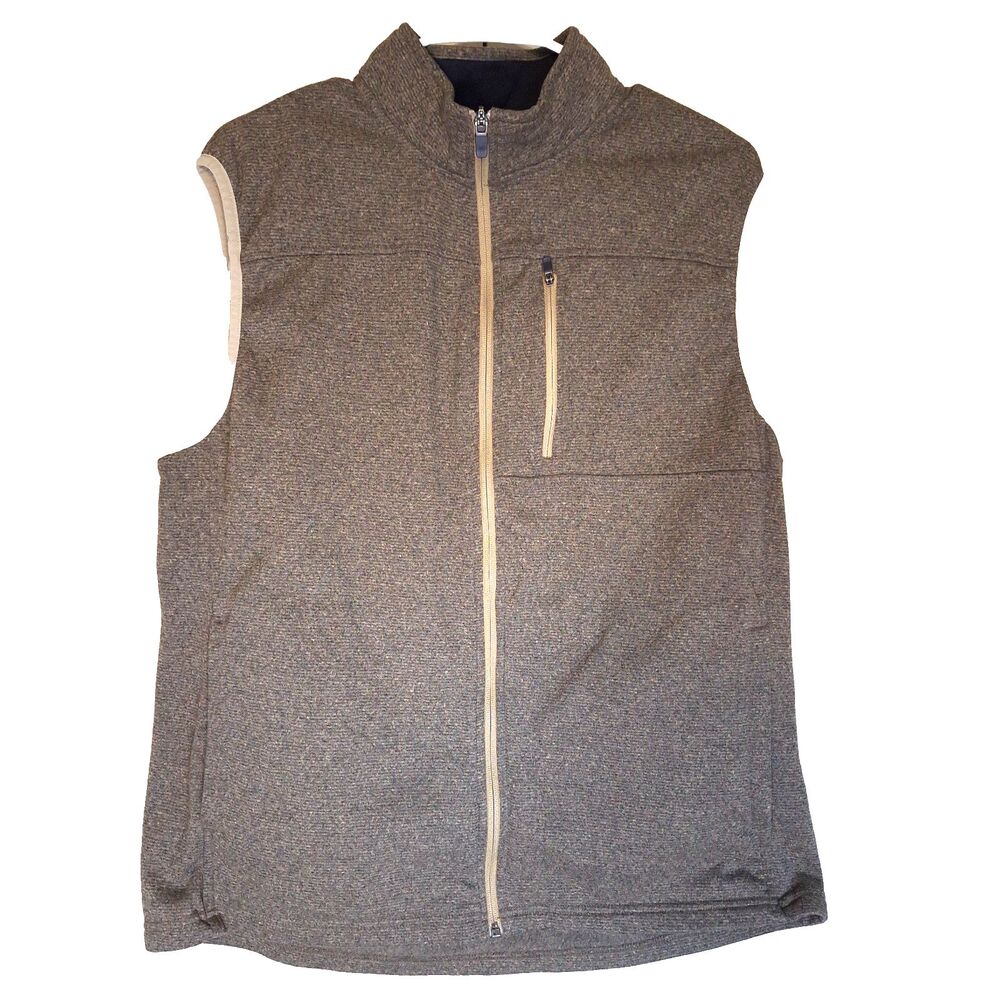 IZOD Brown Full-Zip Fleece Vest Men's Large